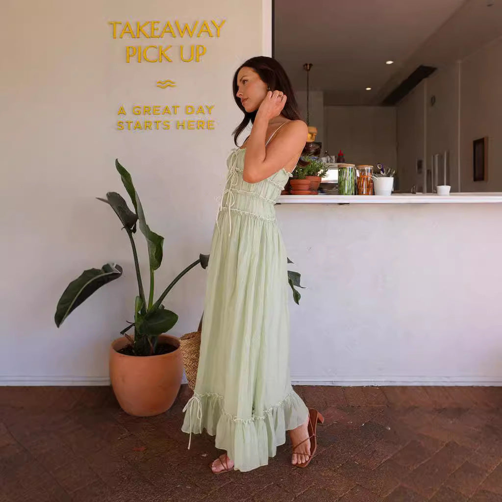 Sweet Ruffled-strap Dress For A Chic Elegant Look