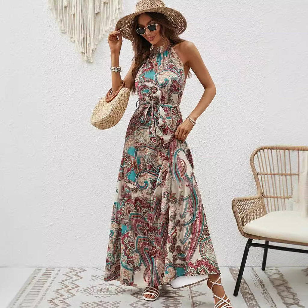 Bohemian Retro Halter Dress Women
