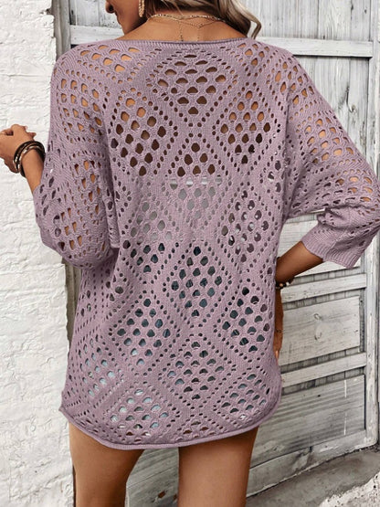 Women's Loose Casual Sleeve Hollow Knit Top