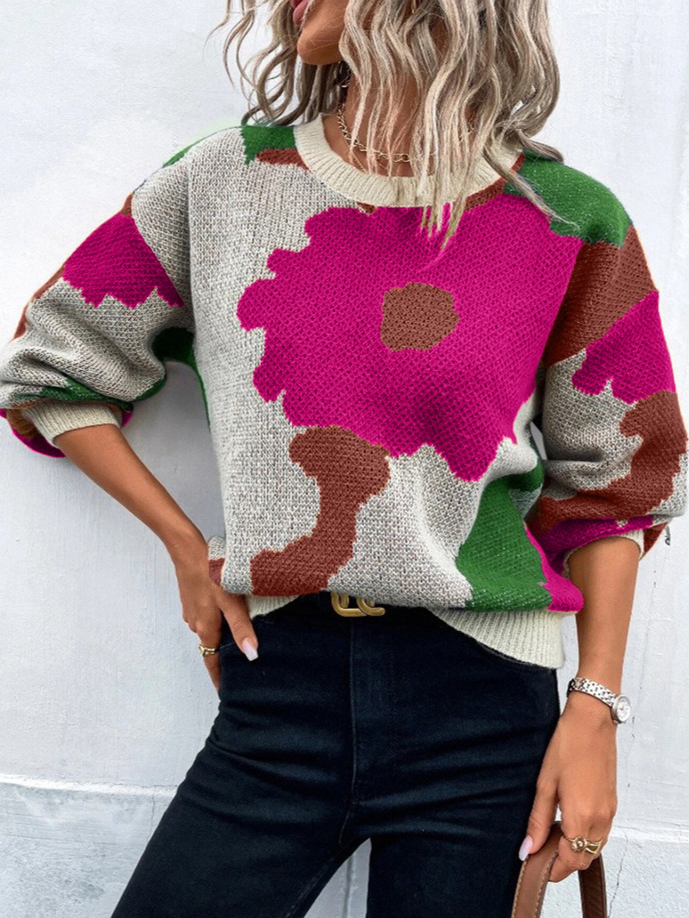 Fashionable All-match Jacquard Leisure Pullover Sweater