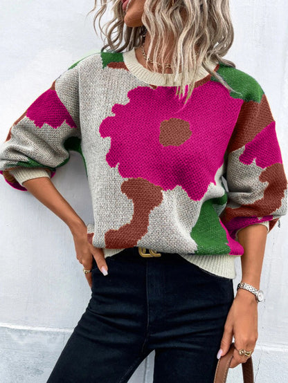 Fashionable All-match Jacquard Leisure Pullover Sweater