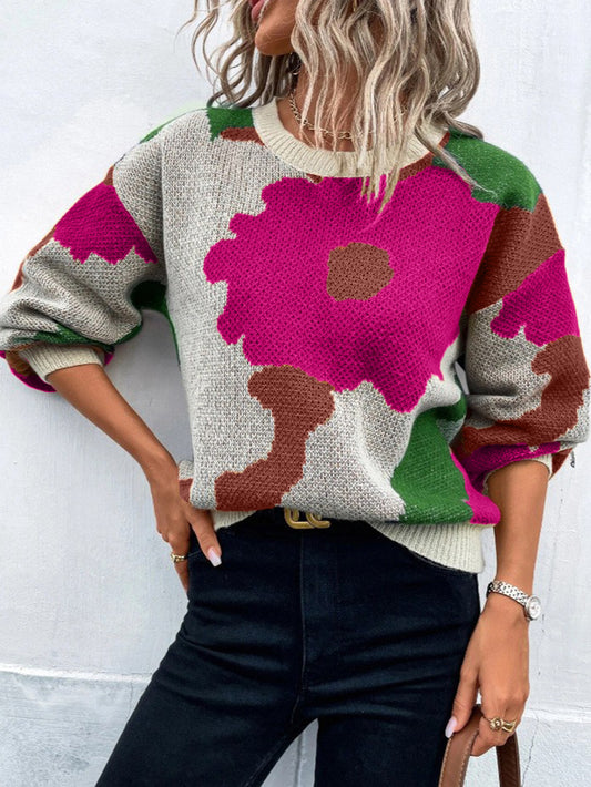 Fashionable All-match Jacquard Leisure Pullover Sweater