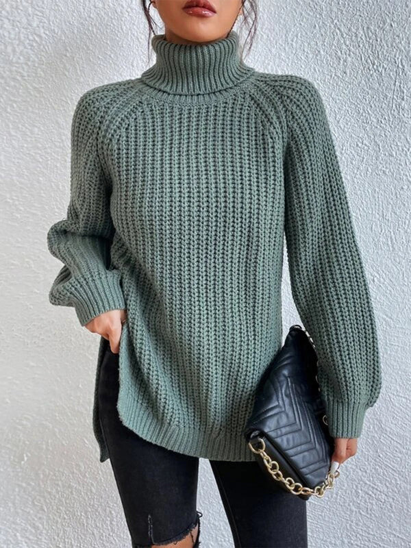 Turtleneck Rib-Knit Sweater