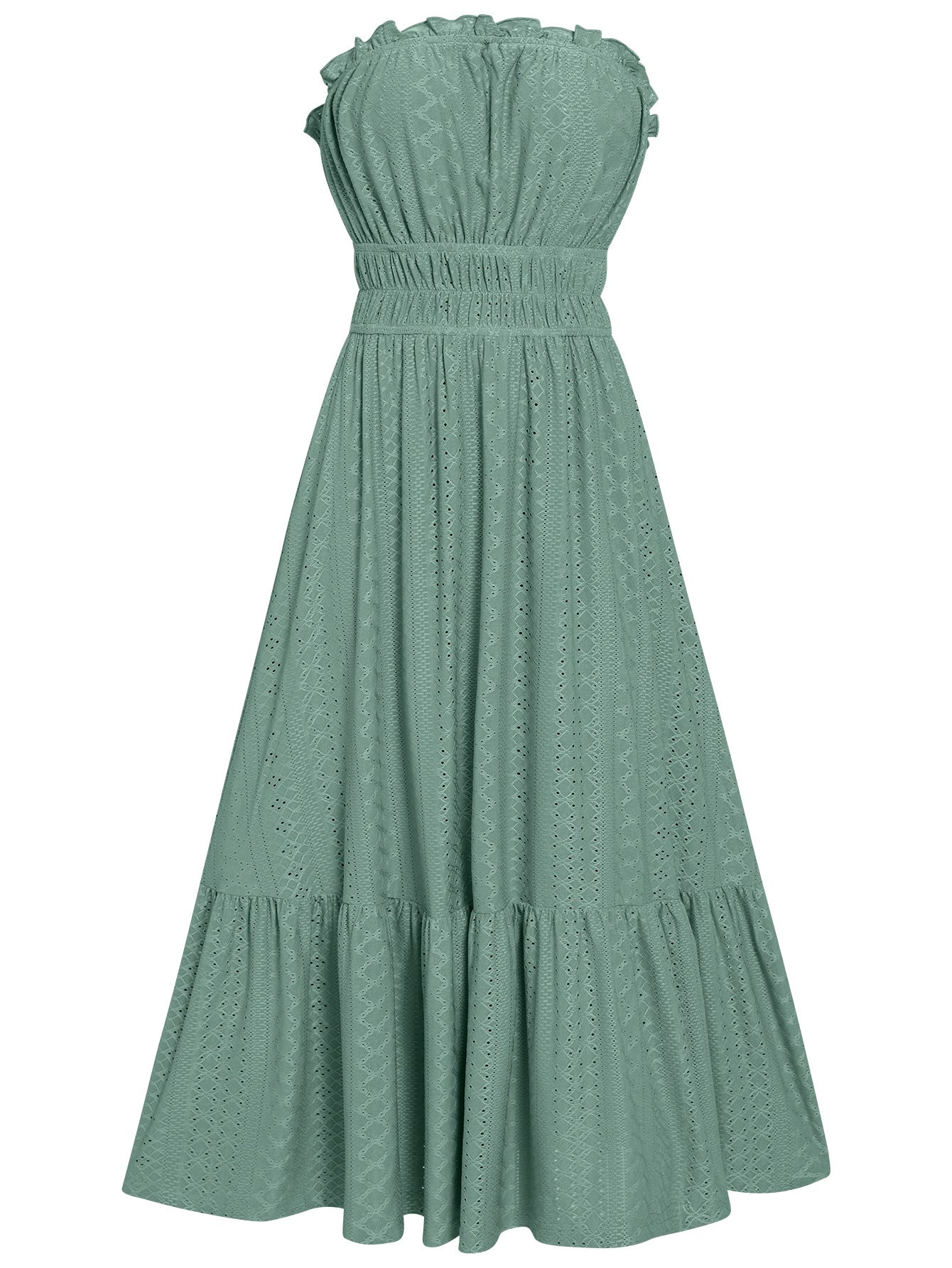 Amsoin Casual Solid Color Strapless  Dress