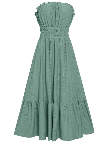Amsoin Casual Solid Color Strapless  Dress