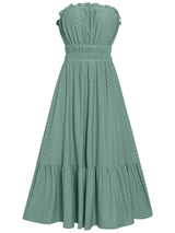 Amsoin Casual Solid Color Strapless  Dress