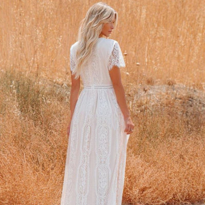 Deep V Pullover Lace Dress