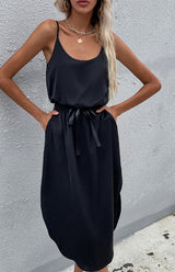 Blue Zone Planet |  Solid Color Package Hip Slit Dress BLUE ZONE PLANET
