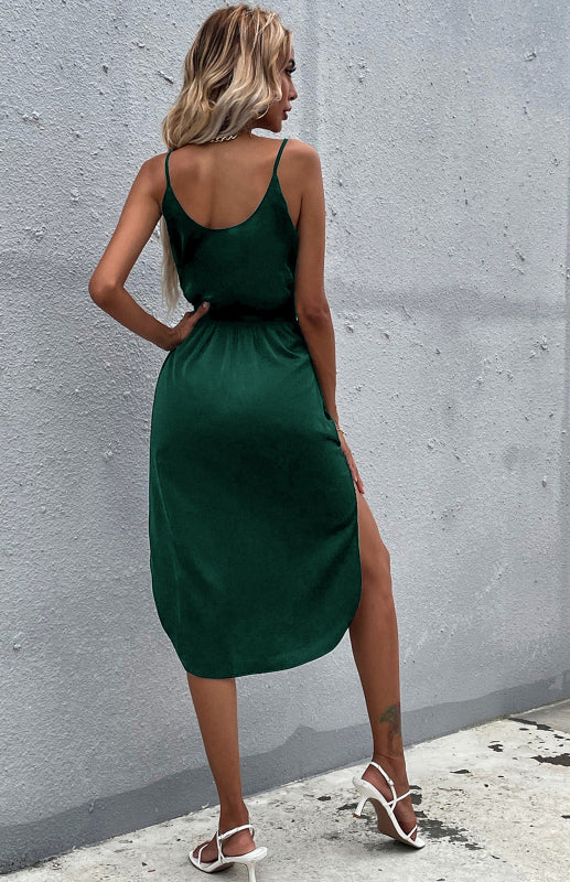Blue Zone Planet |  Solid Color Package Hip Slit Dress BLUE ZONE PLANET