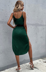 Blue Zone Planet |  Solid Color Package Hip Slit Dress BLUE ZONE PLANET
