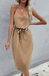 Blue Zone Planet |  Solid Color Package Hip Slit Dress BLUE ZONE PLANET