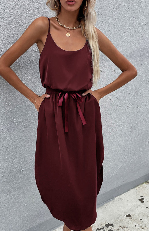 Blue Zone Planet |  Solid Color Package Hip Slit Dress BLUE ZONE PLANET