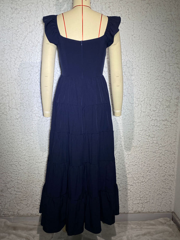 Blue Zone Planet |  Polka Dot Print Ruffle Sleeve Swing Dress BLUE ZONE PLANET