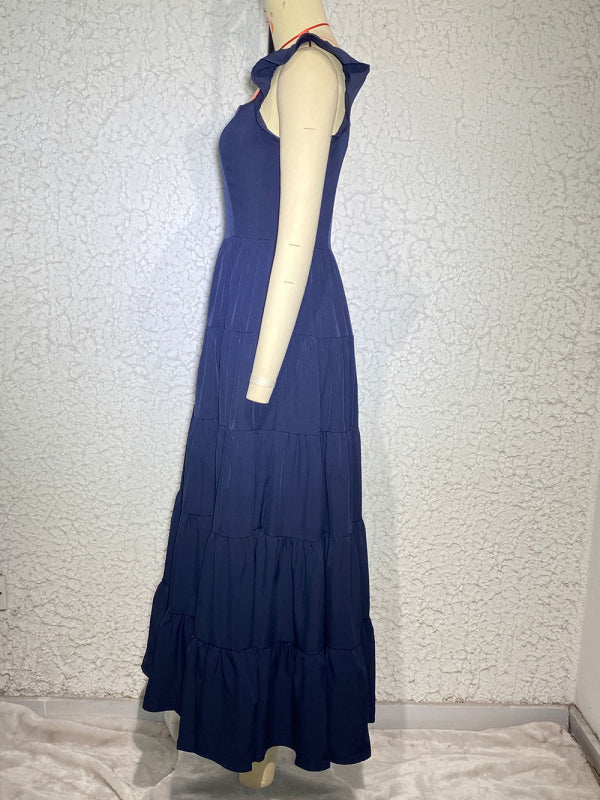 Blue Zone Planet |  Polka Dot Print Ruffle Sleeve Swing Dress BLUE ZONE PLANET