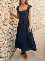 Blue Zone Planet |  Polka Dot Print Ruffle Sleeve Swing Dress BLUE ZONE PLANET