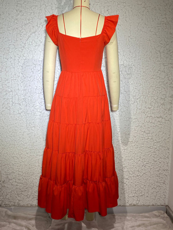 Blue Zone Planet |  Polka Dot Print Ruffle Sleeve Swing Dress BLUE ZONE PLANET