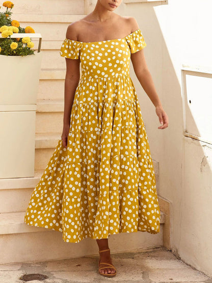 Blue Zone Planet |  Polka Dot Print Ruffle Sleeve Swing Dress BLUE ZONE PLANET