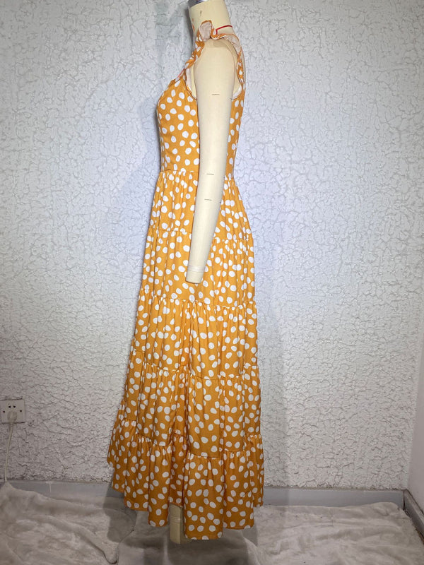 Blue Zone Planet |  Polka Dot Print Ruffle Sleeve Swing Dress BLUE ZONE PLANET
