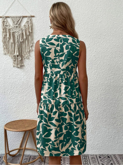 Blue Zone Planet |  Floral Print V Neck Pleated Print Dress BLUE ZONE PLANET