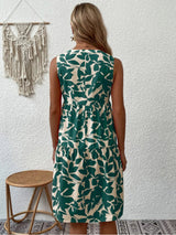 Blue Zone Planet |  Floral Print V Neck Pleated Print Dress BLUE ZONE PLANET