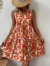 Blue Zone Planet |  Floral Print V Neck Pleated Print Dress BLUE ZONE PLANET