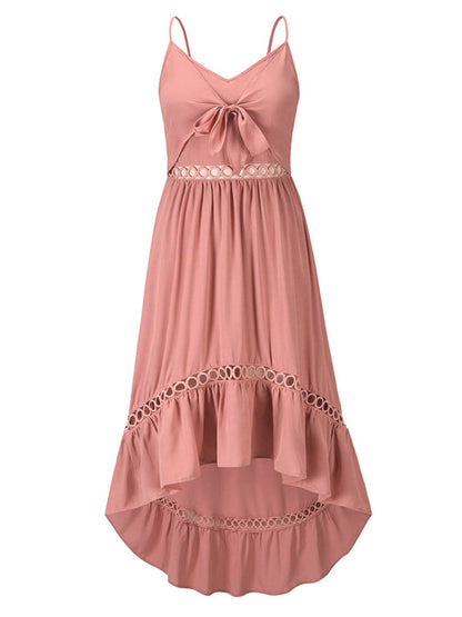 Woven Irregular Mid Length Sling Dress kakaclo