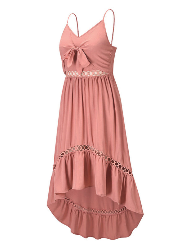 Woven Irregular Mid Length Sling Dress kakaclo