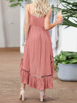 Woven Irregular Mid Length Sling Dress kakaclo