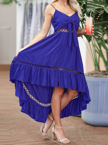 Woven Irregular Mid Length Sling Dress kakaclo