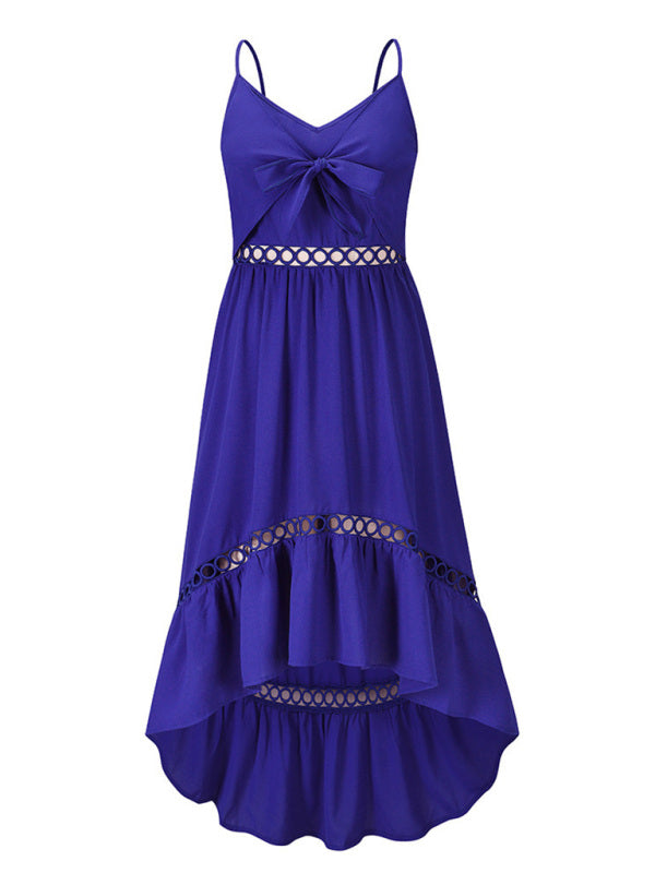 Woven Irregular Mid Length Sling Dress kakaclo