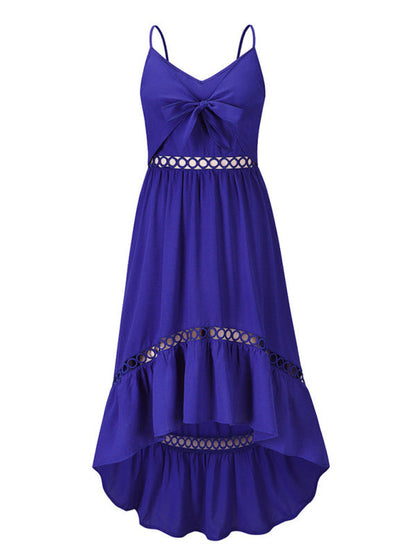 Woven Irregular Mid Length Sling Dress kakaclo