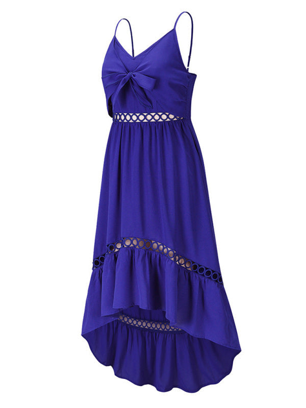 Woven Irregular Mid Length Sling Dress kakaclo