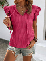 Women's Fashion Sexy Texture Fabric Fly Fly Sleeve Top-[Adult]-[Female]-Rose-S-2022 Online Blue Zone Planet