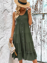 Blue Zone Planet |  Summer sleeveless slit solid color dress BLUE ZONE PLANET