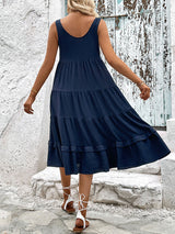Blue Zone Planet |  Summer sleeveless slit solid color dress BLUE ZONE PLANET