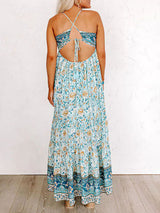 Blue Zone Planet | Sling Floral Street Strap Backless Dress BLUE ZONE PLANET