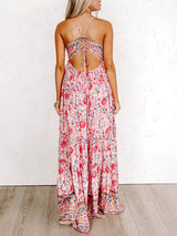 Blue Zone Planet | Sling Floral Street Strap Backless Dress BLUE ZONE PLANET