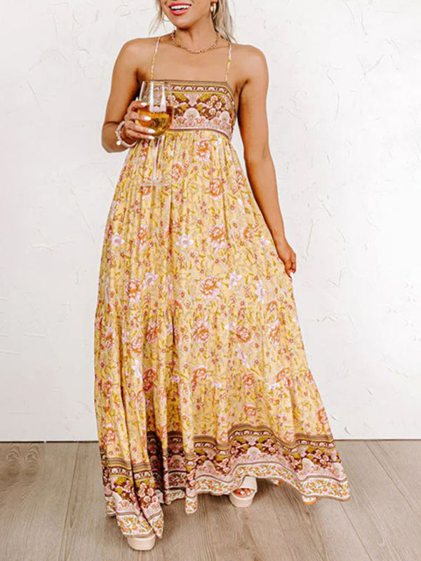 Blue Zone Planet | Sling Floral Street Strap Backless Dress BLUE ZONE PLANET