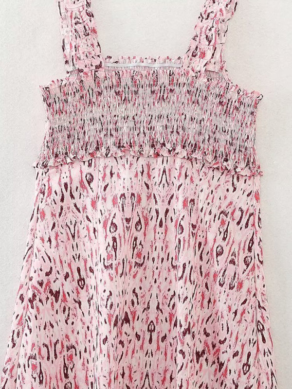 Blue Zone Planet |  Ladies Linen Blend Printed Midi Resort Dress BLUE ZONE PLANET