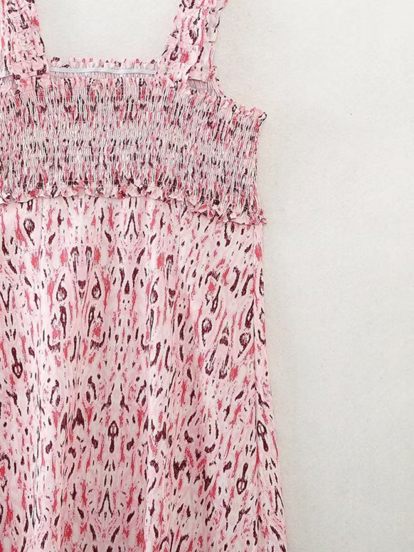 Blue Zone Planet |  Ladies Linen Blend Printed Midi Resort Dress BLUE ZONE PLANET