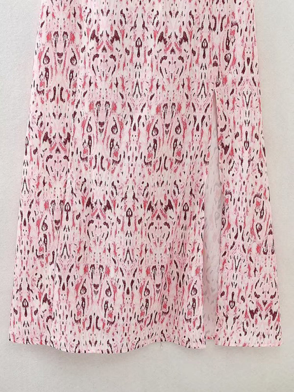 Blue Zone Planet |  Ladies Linen Blend Printed Midi Resort Dress BLUE ZONE PLANET