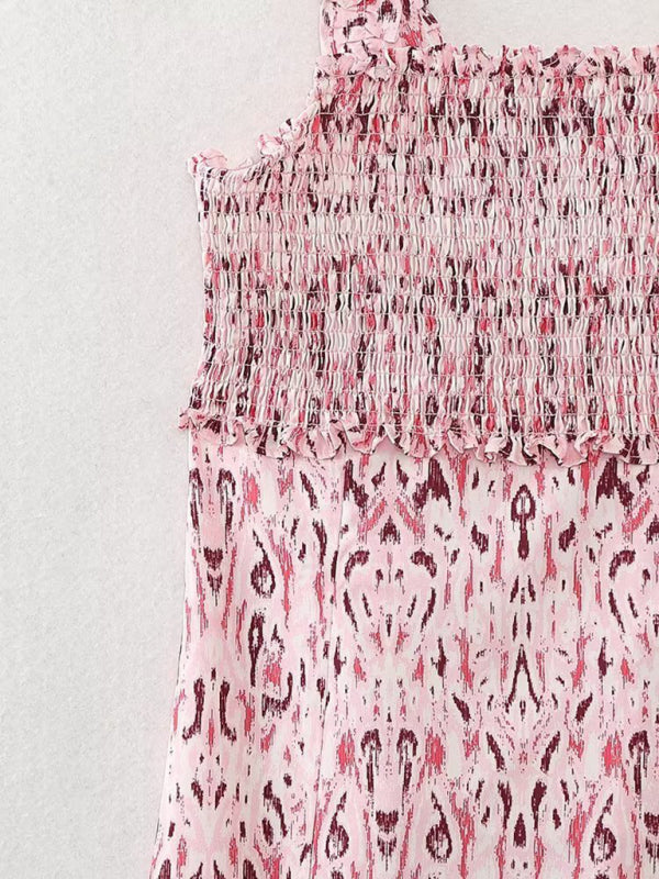 Blue Zone Planet |  Ladies Linen Blend Printed Midi Resort Dress BLUE ZONE PLANET