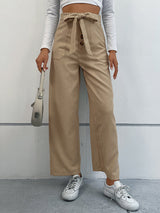 Blue Zone Planet | Women's straight solid color casual trousers-[Adult]-[Female]-Khaki-S-2022 Online Blue Zone Planet