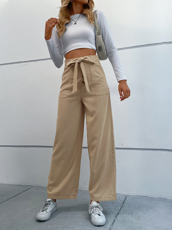 Blue Zone Planet | Women's straight solid color casual trousers-[Adult]-[Female]-2022 Online Blue Zone Planet