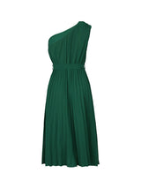 solid color slope neck off-shoulder dress kakaclo