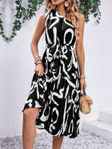 letter print off-shoulder dress BLUE ZONE PLANET