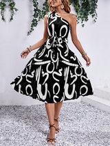 letter print off-shoulder dress BLUE ZONE PLANET