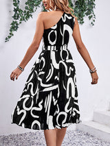 letter print off-shoulder dress BLUE ZONE PLANET