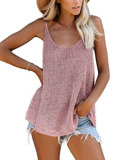 Amsoin Knit Crew Neck Vest Cami