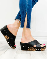 Amsoin Leopard Faux Leather Wedge